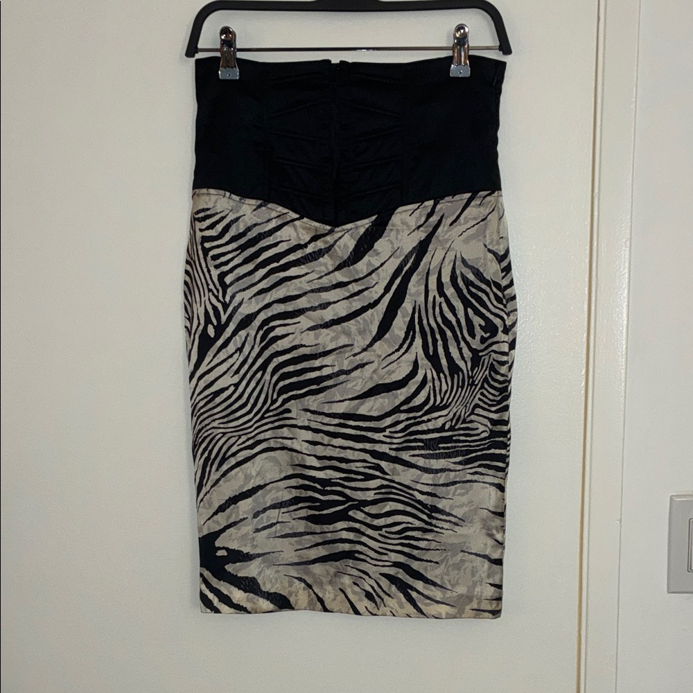Marciano Black and Cream Zebra Pencil Skirt